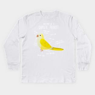 Anatomy of a Lutino Quaker Parrot Kids Long Sleeve T-Shirt